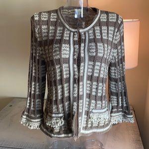 Chico’s vintage textured knit cardigan jacket. Nuetral tones. Sz 3. (US 16)